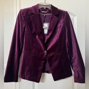 White House Black Market Deep Plum, Purple/Violet Velvet Blazer Size 0, NWT